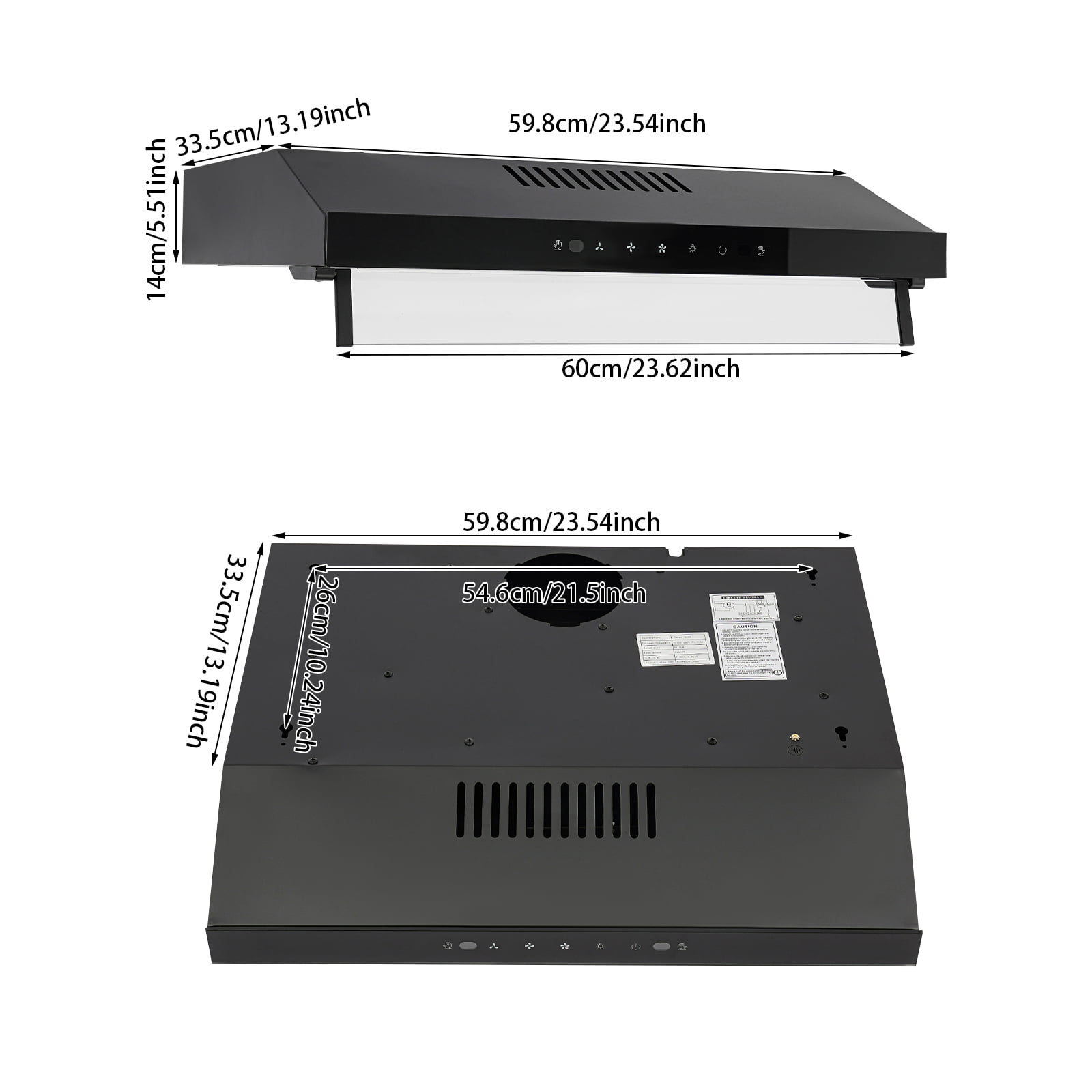 Wall Mount Under Cabinet Range Hood 24 inch 3 Speed Stainless Steel Kitchen Hood Ductless Range Hood Stove Vent Hood