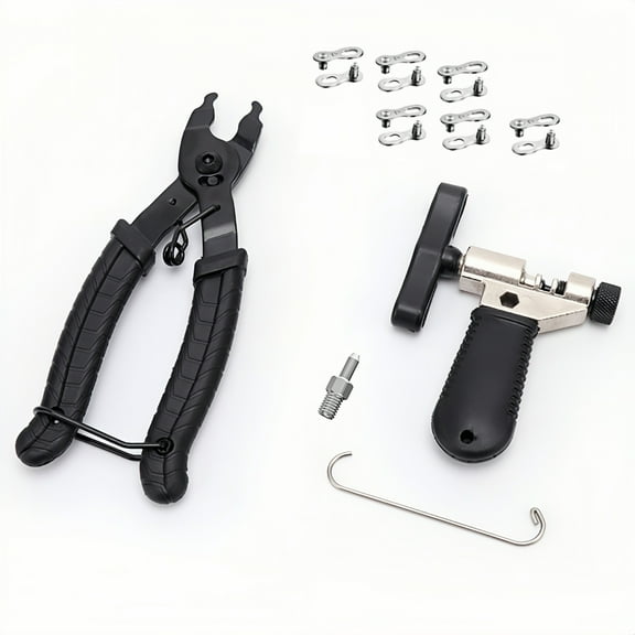 WuPing Bike Chain Tool Kit with Chain Remover, Link Pliers and 6 Replacement Chain Links, Suitable for Road, Mountain and Racing Bicycles
