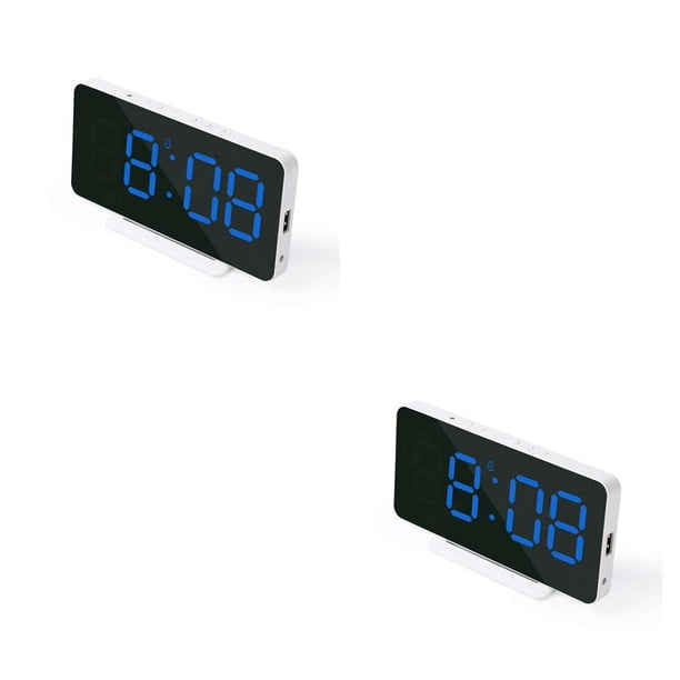Cateissary Alarma Digital LED hogar electrónico pantalla grande Snooze reloj de modo de atenuación pantalla ajustable relojes de despertador Azul 2piezas Cateissary CBP195559