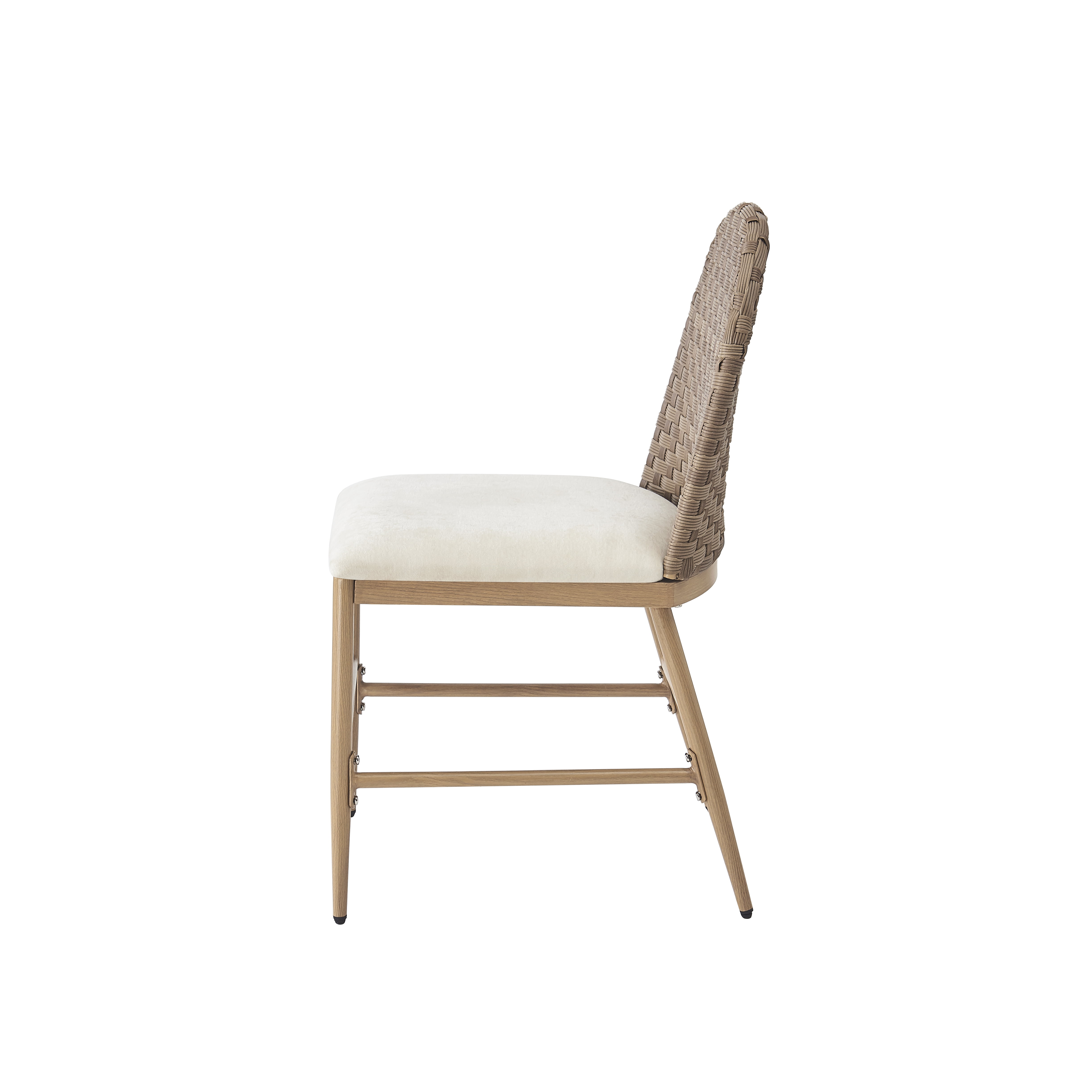 Euroco 33"H Upholstered Dining Chairs Set of 2, Farmhouse Kitchen Chairs with Rattan Backrest and Iron Frame,Armless Side Chairs for Living Room, Dining Room,Restaurant, Brown