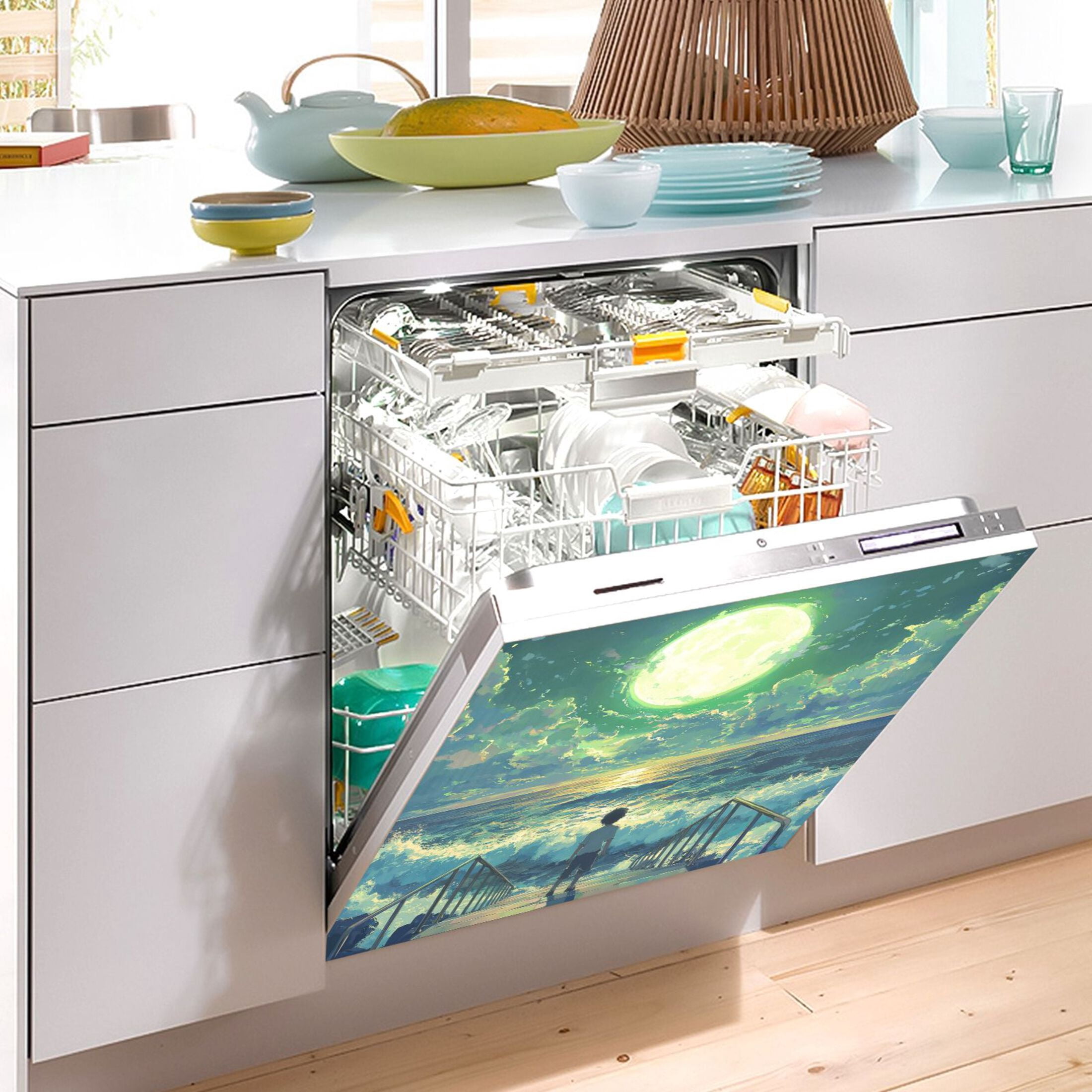 Dishwasher Magnetic Sticker 23x26 Inch Refrigerator Magnetic Sticker Washing Machine Magnetic Sticker Kitchen Panel Magnetic Sticker Home Decor Appreciate The Moon