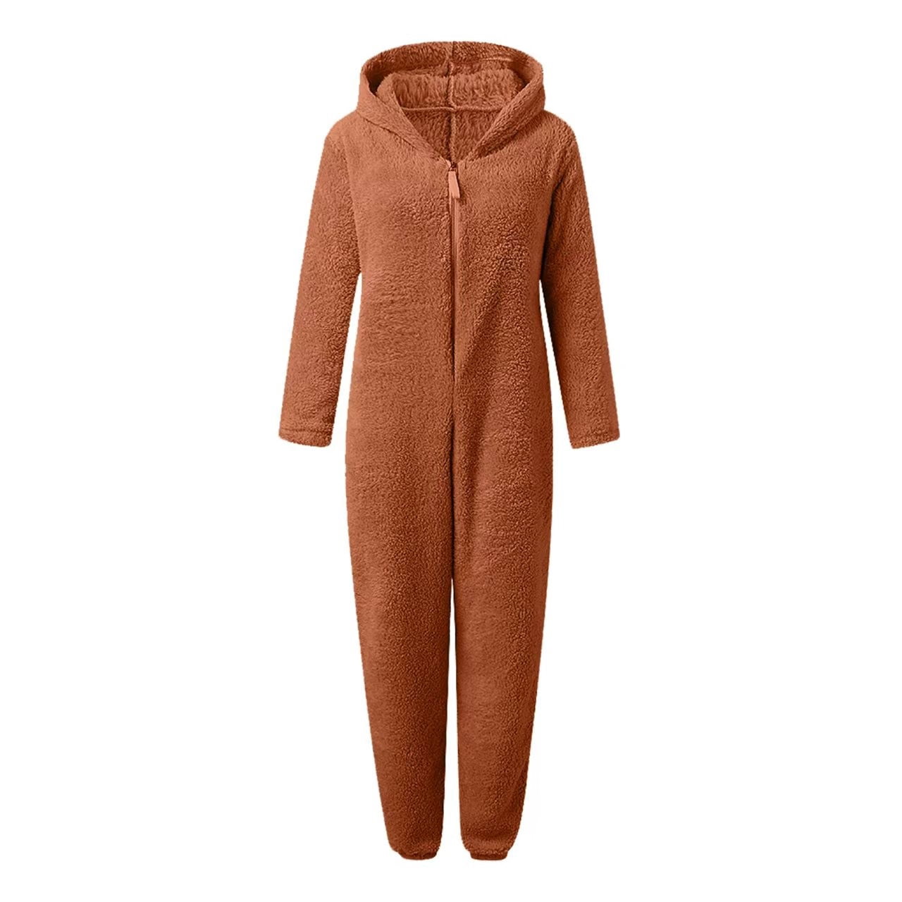 Otqutp Girls Fleece Onesie Fleece Warm Sherpa Bed Jumpsuit Kids Cute Plain Zip up Long Sleeve Soft Hooded Romper for Winter