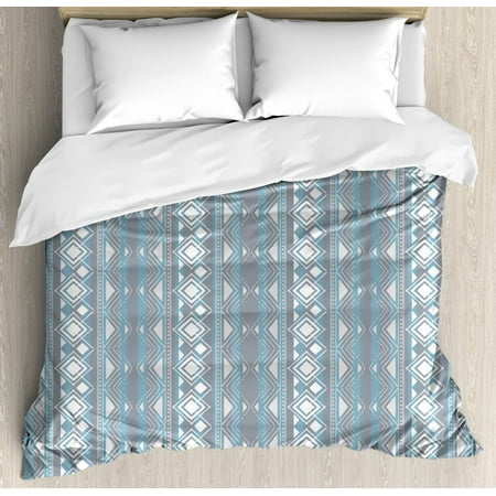 Tribal Duvet Cover Set Ethnic Moroccan Geometric Border Image