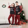 thumbnail image 4 of Conjunto familiar combinado de pantalones de manga larga a cuadros rojos y negros con estampado de astas navideñas, 4 of 5