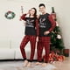 thumbnail image 4 of Conjunto familiar combinado de pantalones de manga larga a cuadros rojos y negros con estampado de astas navideñas, 4 of 5