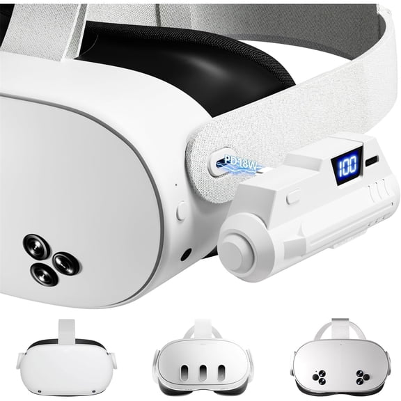 5000mAh Battery Pack for Meta Quest 2/3/3S With LCD Display, Fast 18W 9V/2A Head Strap Battery Charger for Quest 3S/3/2 Accessories -Lightweight & Rechargeble Extended Battery Extra VR Playtime