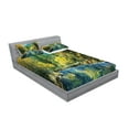 thumbnail image 2 of Ambesonne Nature Fitted Sheet & Pillow Sham Set, Autumn Forest Landscape, Full, Green Blue Yellow, 2 of 2