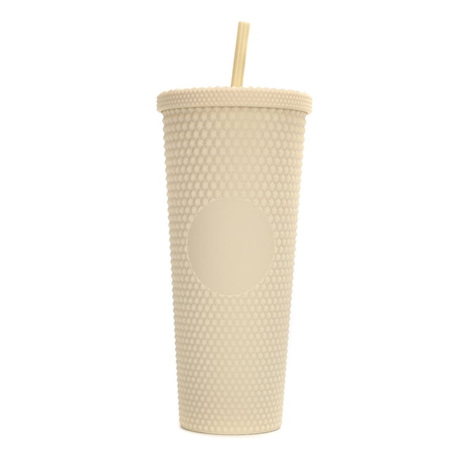 Vaso de plástico de 710 ml con tapa y pajita, taza de batido de tazas de café helado reutilizable