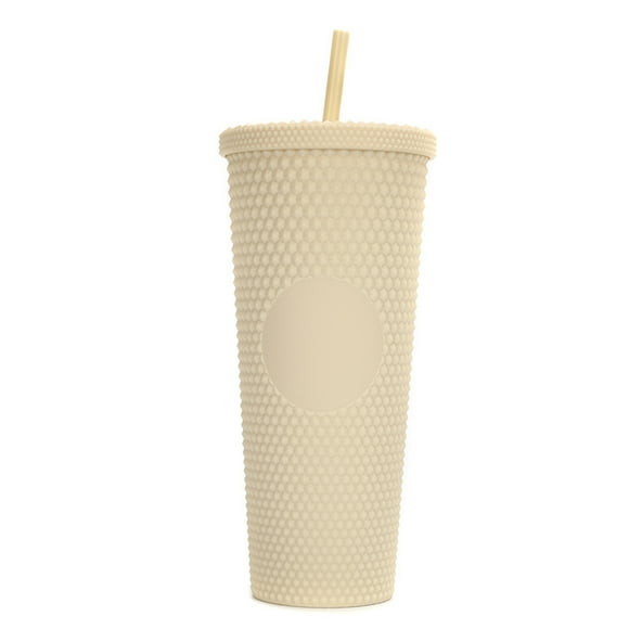 710ml Plastic Tumbler with Lid and Straw, Reusable Iced Coffee Cups Smoothie Cup
