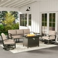thumbnail image 5 of ALAULM Aluminum Patio Furniture Set with Propane Fire Pit Table 5-seat Metal Outdoor Furniture w/Fire Pit Patio Sectional Sofas w/5.1" Cushions for Patio, Backyard, Poolside-Black, 5 of 6