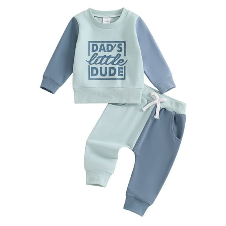 

CocMouse Baby Boys Pants Set Contrast Color Letters Print Sweatshirt Pants