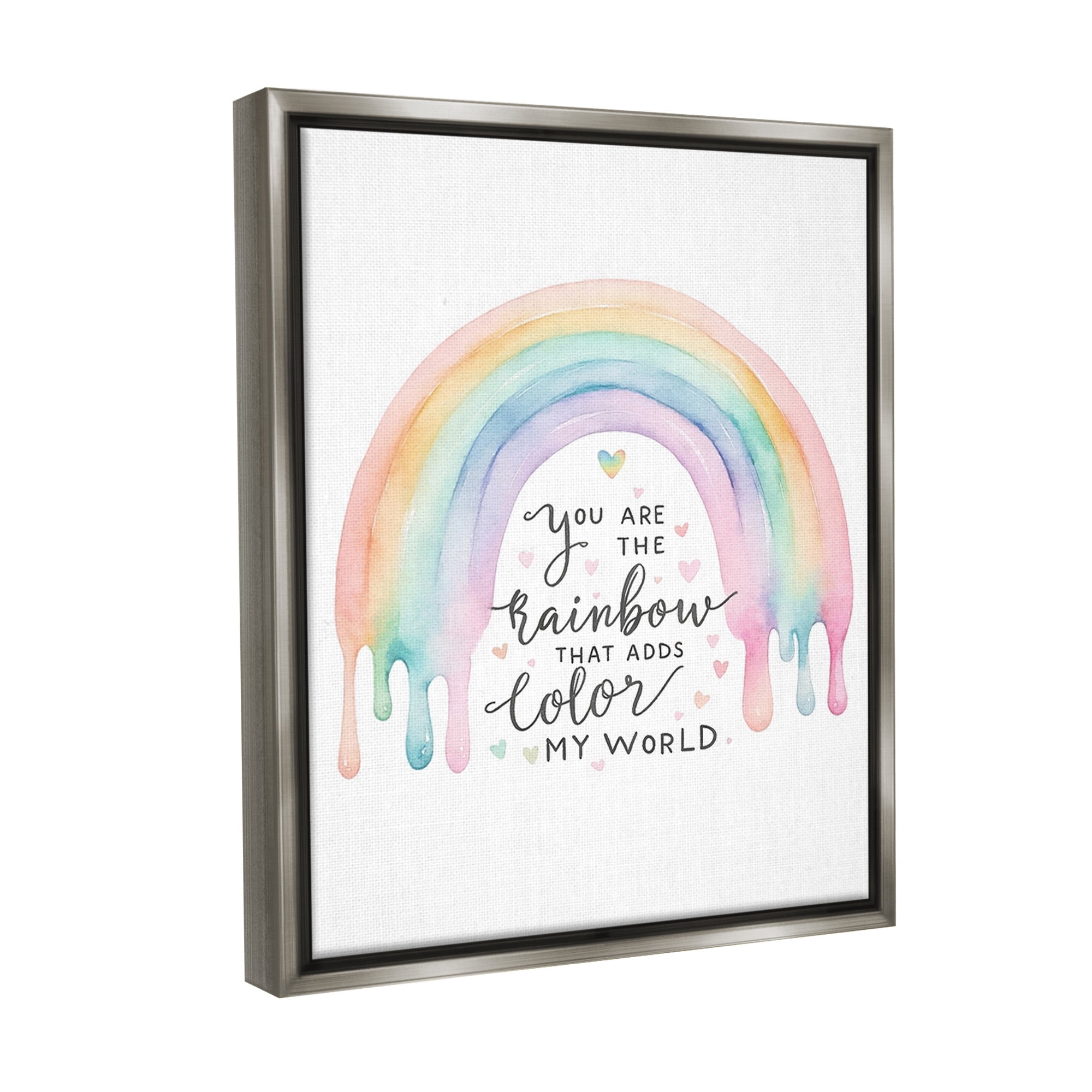 Stupell Industries Dripping Inspirational Rainbow Inspirational Painting Gray Floater Framed Canvas Art Print Wall Art, 25 x 31