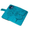 thumbnail image 3 of Decase iPhone 12 Case, Butterfly Patterned Wallet Case, Magnetic Folio Faux Leather with Wrist Strap Credit Card Holder Slots Kickstand Protective Cover For iPhone 12, Blue, 3 of 14