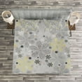 thumbnail image 3 of Ambesonne Grey Quilted Bedspread Set 3 Pcs, Style Yellow Flower, Queen Size, Pale Grey White, 3 of 3
