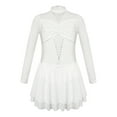 thumbnail image 3 of YIZYIF Girls Long Sleeve Shiny Rhinestone Ballet Dance Leotard Solid Color Figure Skating Gymnastics Leotard Dress Ivory 10, 3 of 7