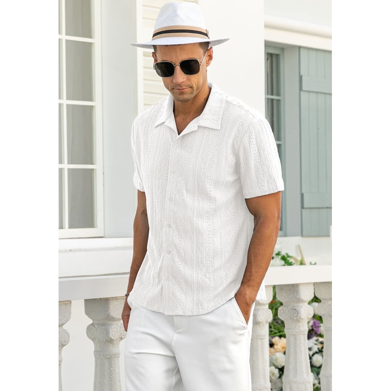 Iceglad Men's Casual Hollow Out Beach Shirt photo 2