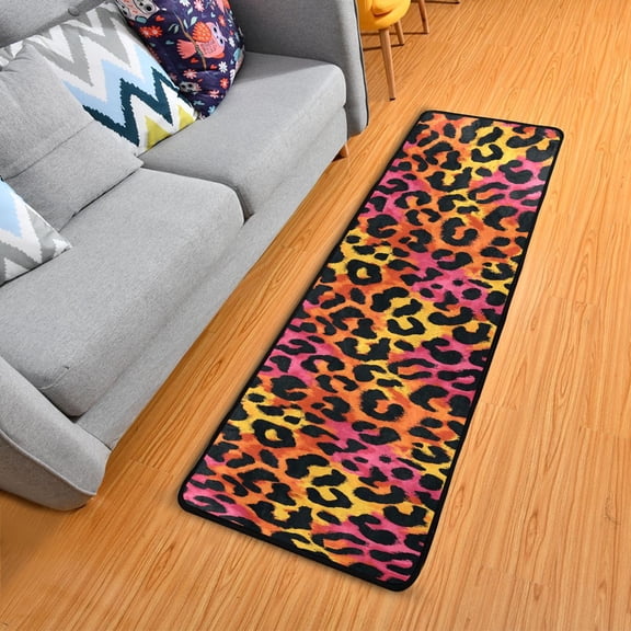Dailycode Hallway Runner Rug 2x6 Non Slip Absorbent Soft Floor Mat for Home Kitchen Bedroom Entrance Colorful Leopard Print