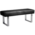 thumbnail image 1 of Armen Living Amanda Modern Vinyl & Metal Living Room Bench in Black/Silver, 1 of 2