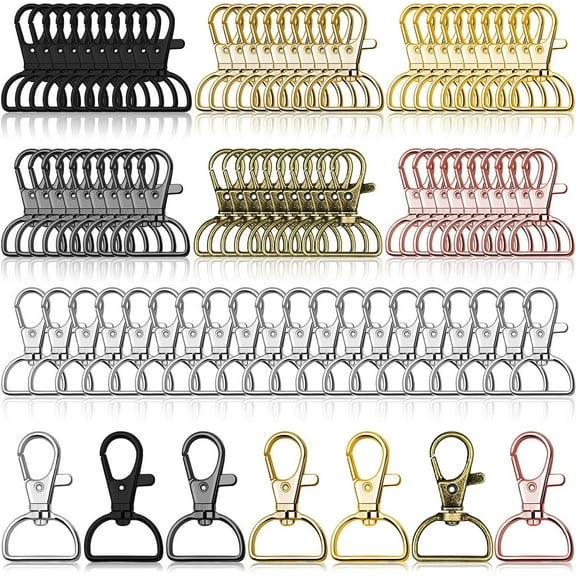 Swivel Clasp Hooks, Anezus 80Pcs Key Chain Clip Hooks, D Ring Clip Lanyard Hardware for Keychain Making, Lanyard Making, Purse Hardware, DIY Craft