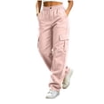 thumbnail image 2 of SeekIslan Women's Cargo Pants with Pockets Baggy Joggers High Waist Pants for Casual Streetwear, 2 of 9
