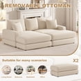 thumbnail image 6 of BUIORD 87" Oversized 3-Seater Sofa with Ottoman, Corduroy Sectional Couch with Pillows, Upholstered Sofa Couch, Deep Seat Chaise Lounge Sofa for Living Room Bedroom, Beige, 6 of 9