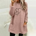 thumbnail image 2 of lcziwo Womens Sherpa Pullover 2025 Winter Fuzzy Fleece Sweatshirts Cute Heart Print Crewneck Thermal Sweatshirt Loose Comfy Loungewear Tunic Tops with Pockets Sales of Today Prime Pink S, 2 of 6