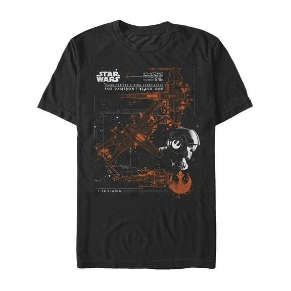 Men's Star Wars The Last Jedi Poe Dameron X-Wing Graphic Tee Black 3X Large