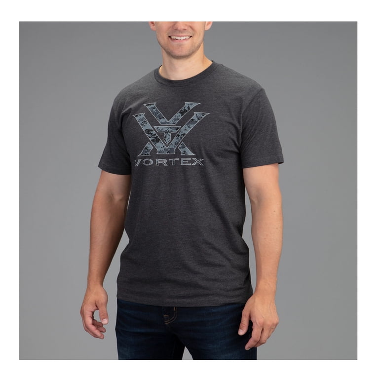 VORTEX Adult Male Camo Logo Short Sleeve Tee, Color: Charcoal
