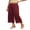 Burgundy, variant on Women's Satin Lounge Pants Elastic Waist Loose Wide Leg Casual Solid Color Lace Patchwork Pants
