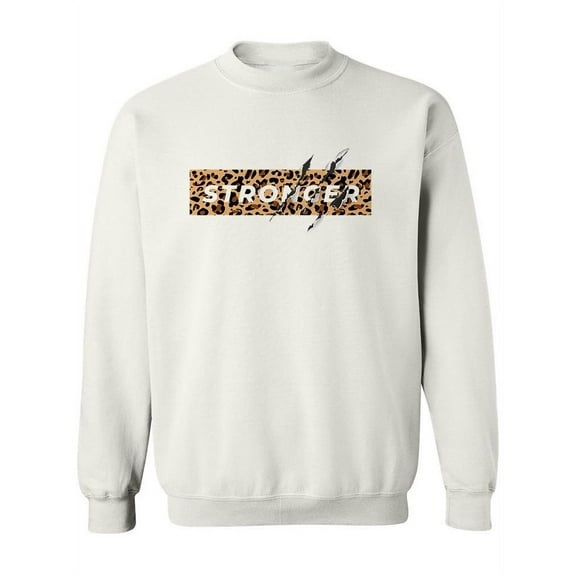 Stronger Slogan On Leopard Print Sweatshirt Women -Image by Shutterstock, Female 5X-Large