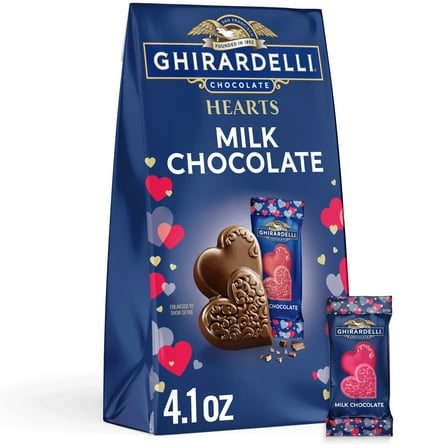 GHIRARDELLI Valentine's Day Milk Chocolate Hearts, 4.1oz Bag
