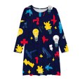 thumbnail image 4 of Odeerbi Niñas Vestido de Patinadora Floral Acampanado Vestidos de Princesa 4-14 Años Niñas Vestido de Patinadora Cuello Redondo Vestido de Manga Larga, 4 of 4