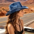 thumbnail image 5 of LILIYA Tie Dye Denim Patchwork Cowboy Hat for Women Men Western Wide Brim Party Hat Breathable & Packable, UPF 50+ Sun Hats, 5 of 5