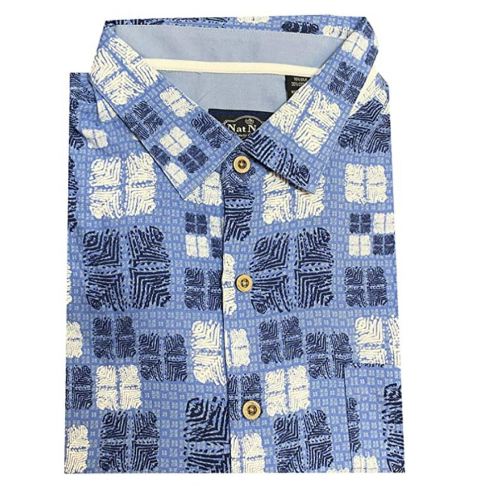 Nat Nast - Nat Nast Men's Neat Traditional Fit Print Shirt (Ocean Blue ...