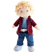 HABA Nick 12" Soft Boy Doll with Blonde Hair, Blue Eyes and Embroidered Face (Machine Washable)