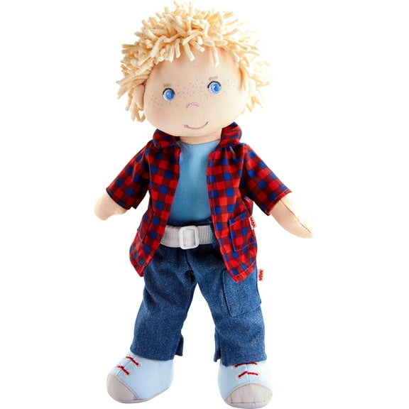 HABA Nick 12" Soft Doll - Baby Boy Doll with Embrodered Features for 18 Months