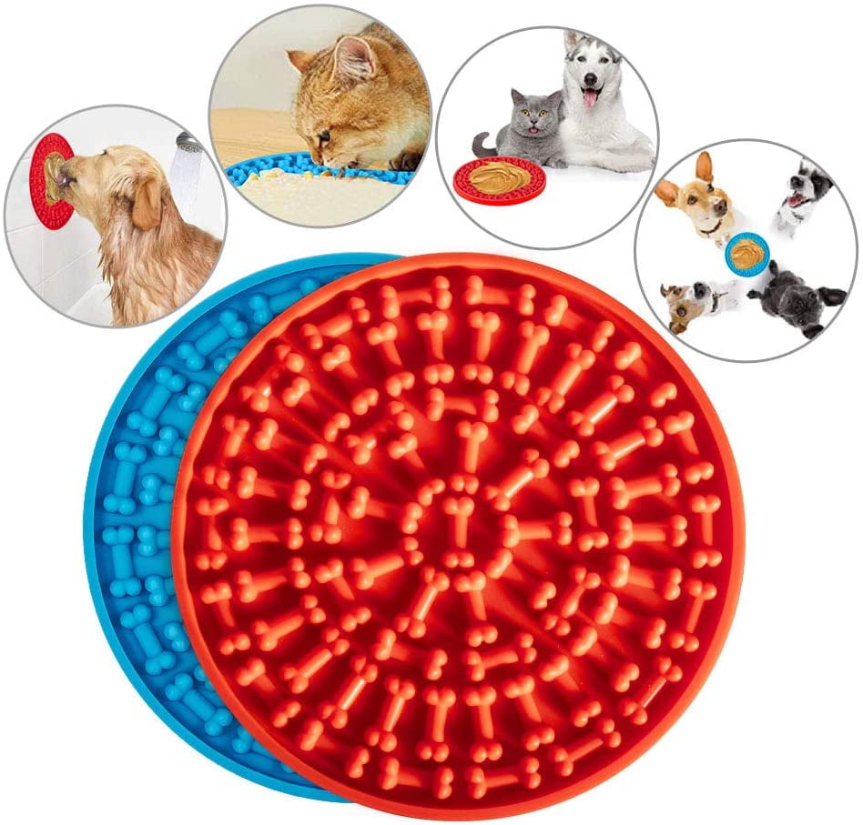 Dog Lick Mat, 2PCs Pet Slow Feeder Distraction Device Dog Lick Pad with