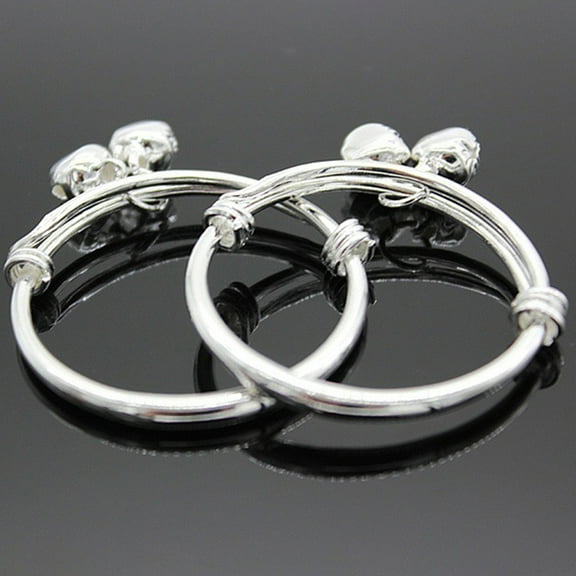 Naierhg Bracelet Embossing Design Adjustable Jewelry Bell Pendant Baby Bangle for Toddler