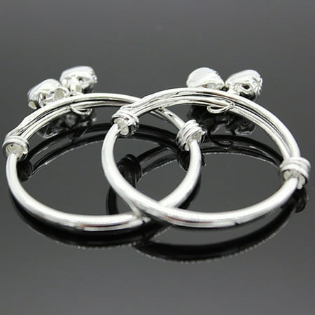 

Naierhg Bracelet Embossing Design Adjustable Jewelry Bell Pendant Baby Bangle for Toddler
