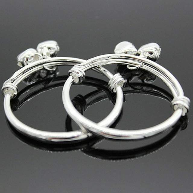 Bracelet Embossing Design Adjustable Jewelry Bell Pendant Baby Bangle for Toddler