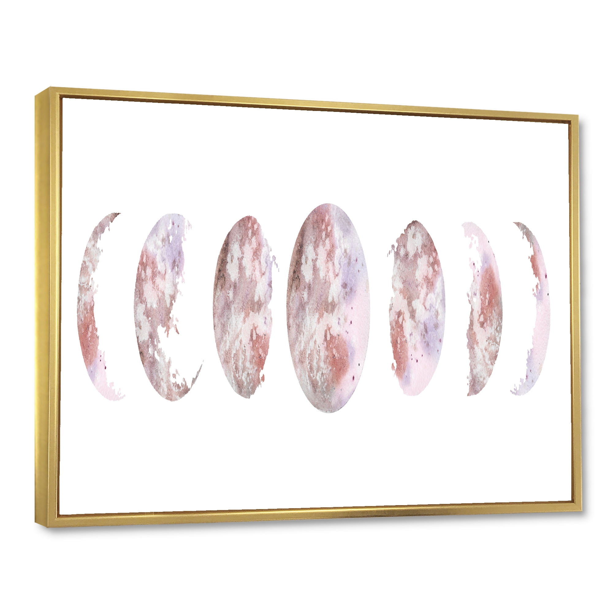 Designart 'Moon Phases On White' Modern Framed Canvas Wall Art Print