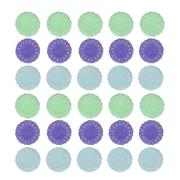 EeaseMX 300 servilletas de papel desechables redondas de colores que absorben el aceite, ideales para cajas de pasteles y embalajes (azul, verde y morado, 100 unidades por color)
