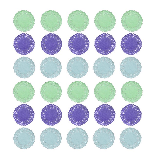 EeaseMX 300 servilletas de papel desechables redondas de colores que absorben el aceite, ideales para cajas de pasteles y embalajes (azul, verde y morado, 100 unidades por color)
