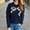 Navy, variant on Ladies Sweater V Neck Stitching Jacquard Lazy Loose Knit Cardigan Coat Womens Open Knit Sweater Womens Long Jacket Womens plus Size Winter Coats Hooked up Sweater Thin Wool Jacket Women Womens Sweater