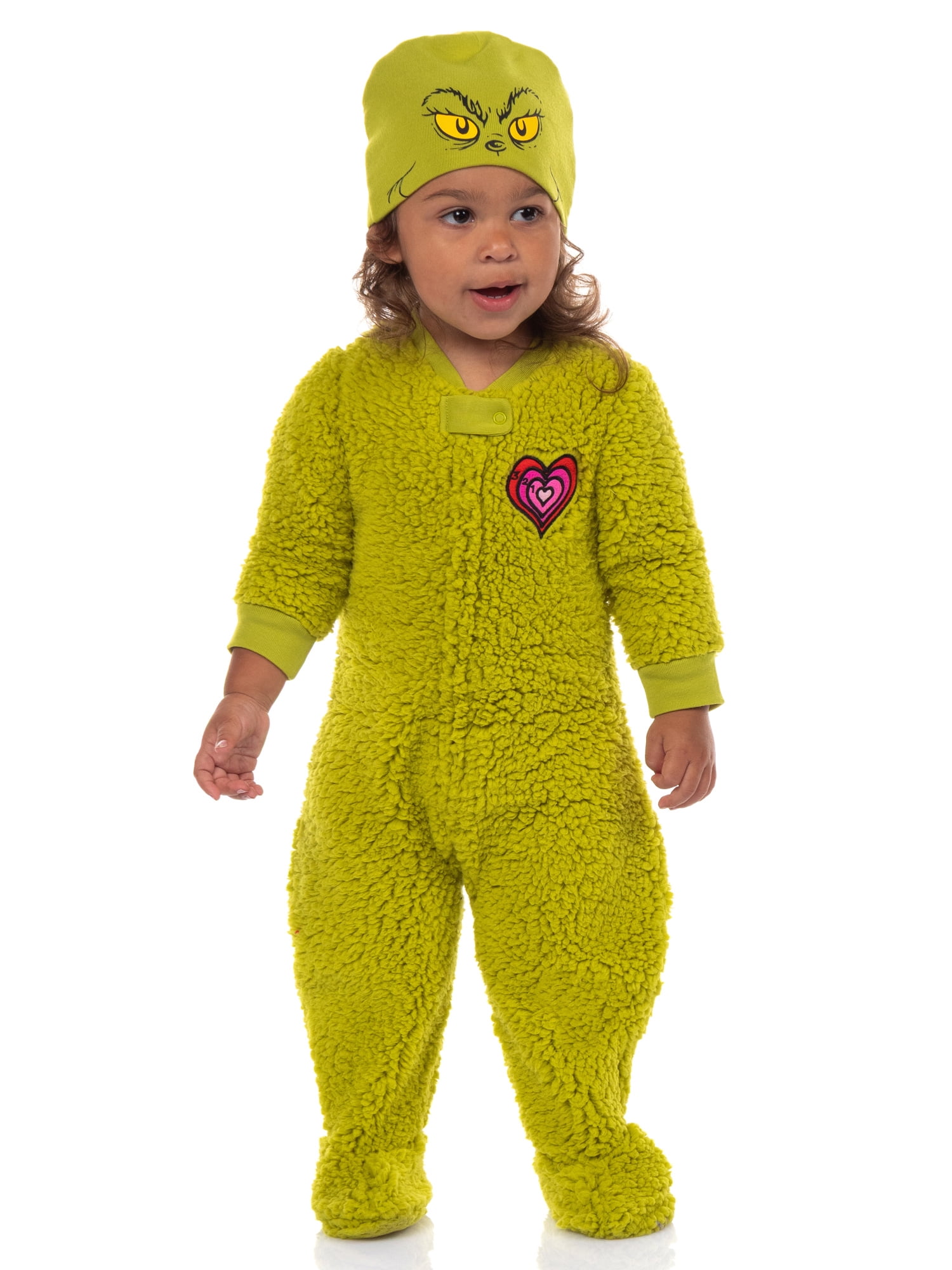 Dr. Seuss Unisex Toddler The Grinch Christmas Matching Family Pajamas Union Suit, Sizes 2T-5T