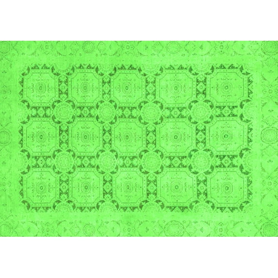 Ahgly Company Indoor Rectangle Abstract Green Modern Area Rugs, 4' x 6'