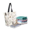 thumbnail image 2 of FORMRS Womens Canvas Tote Bag with Zipper Inner Pocket Shoulder Handbag, Beige Christmas Forest, 2 of 7