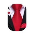 thumbnail image 1 of Set de Corbata Barry.Wang de Seda a Cuadros Roja 150cm con Pañuelo y Gemelos, 1 of 5