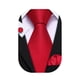 thumbnail image 1 of Set de Corbata Barry.Wang de Seda a Cuadros Roja 150cm con Pañuelo y Gemelos, 1 of 5