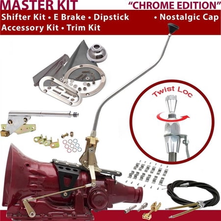 American Shifter C4 Shifter Kit Chrome 23 in. Swan E Brake Cable Clamp Trim Kit Dipstick for F7222